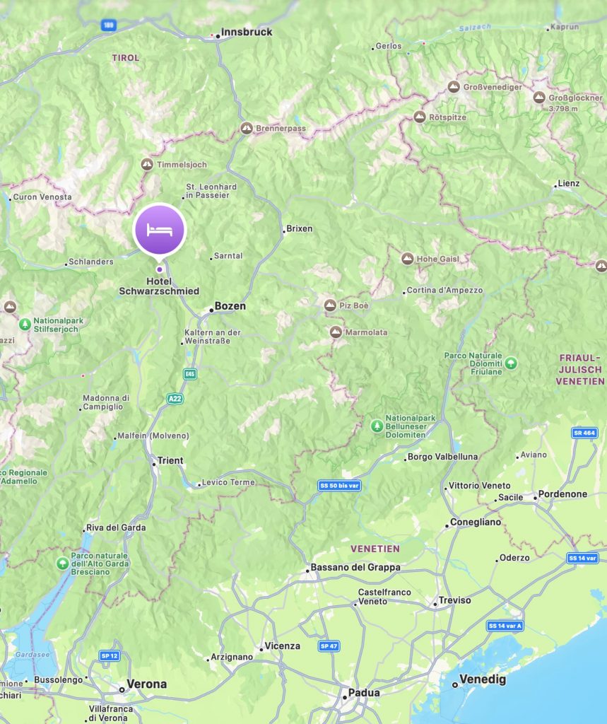 Hotel Schwarzschmied, Lana – Karte